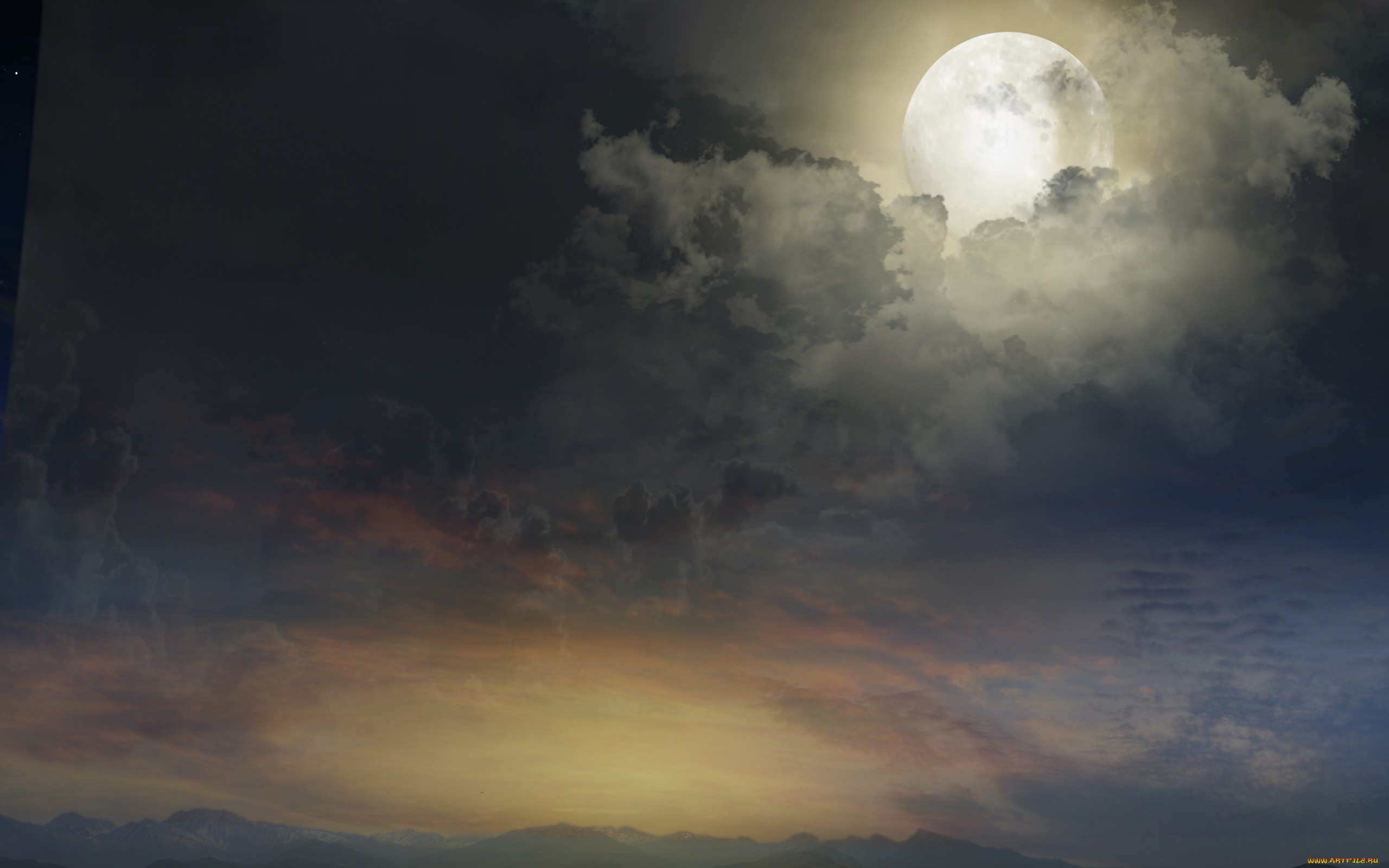 ,  , sky, magical, night, , , , , full, moon, , , , , clouds, landscape, nature